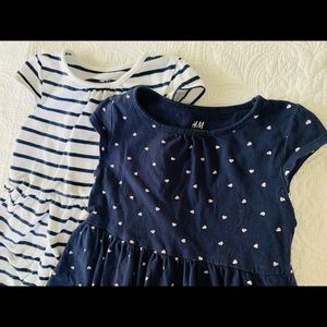 H&M Navy & White Striped and Hearts Dress Bundle